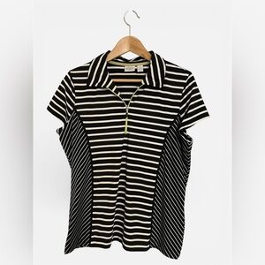 Chico's Zenergy Black and White Striped Top